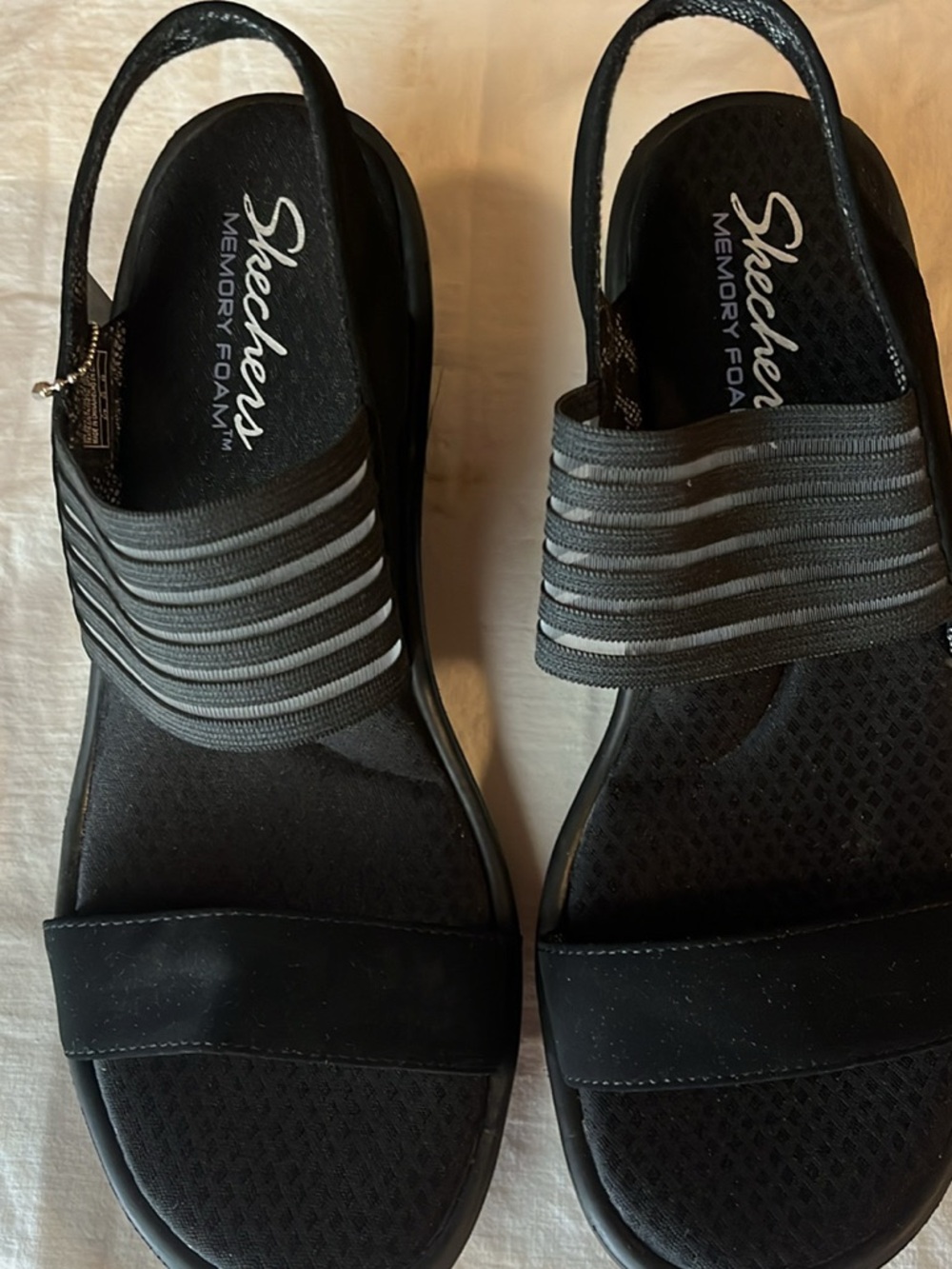 Skechers Black Slip-On Memory Foam Slingback Sandals 
Women’s size 9